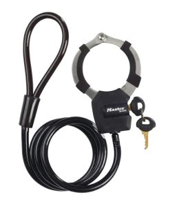 Antivol Velo - Trottinette Cable A Boucle Avec Menotte Masterlock Street Cuff Diam 8 mm L1M - Livre Avec 4 Cles -Niveau Securite 6