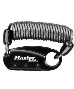 Antivol Cable A Combinaison Masterlock L 90Cm Noir - Pour Casque-Sac