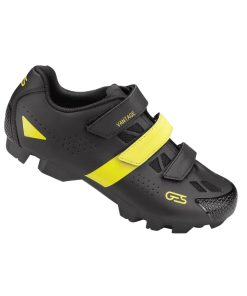 Chaussure VTT Ges Vantage2 Noir-Jaune Fluo T42 Fixation 3 Velcros Compatible SPD (Paire)