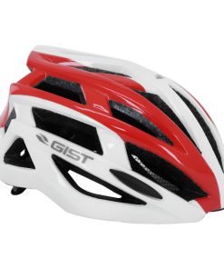 Casque Velo Adulte Gist Route Planet Blanc-Rouge In-Mold Taille 52-58 Reglage Molette 212Grs