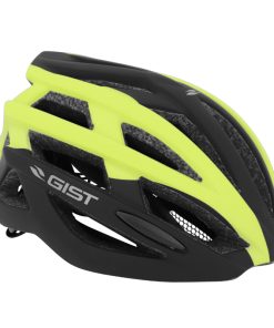 Casque Velo Adulte Gist Route Planet Noir-Jaune Mat In-Mold Taille 52-58 Reglage Molette 212Grs