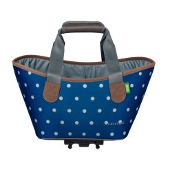 Panier-Sac A Main Velo Racktime Agnetha Bleu Pois Fixation Porte Bagage (L 34Cm X L 26Cm X H 37Cm) - Compatible Systeme Racktime Snapit