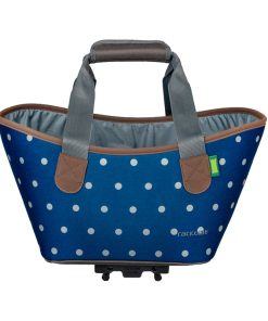 Panier-Sac A Main Velo Racktime Agnetha Bleu Pois Fixation Porte Bagage (L 34Cm X L 26Cm X H 37Cm) - Compatible Systeme Racktime Snapit