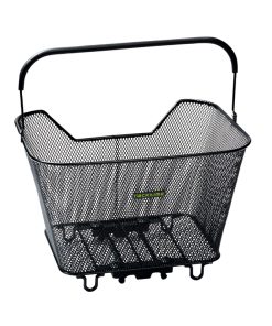 Panier Arriere Fil Acier Racktime Bask It Noir Avec Anse Sur Porte Bagage (43X29X31 Cm) - Compatible Systeme Racktime Snapit