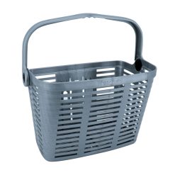 Panier Avant Plastique Gris Pour E-Bike Avec Anse Fixation Largeur 90 mm Systeme Clips (Avec Adaptateur 22-26-32) - Poids Max 5 Kg