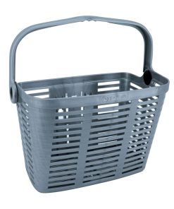 Panier Avant Plastique Gris Pour E-Bike Avec Anse Fixation Largeur 90 mm Systeme Clips (Avec Adaptateur 22-26-32) - Poids Max 5 Kg