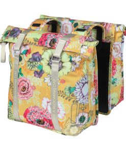 Sacoche Arriere Velo Double Basil Bloom Field 28-35L Jaune Honey Fixation Crochet-Ressort (30X15X33Cm)