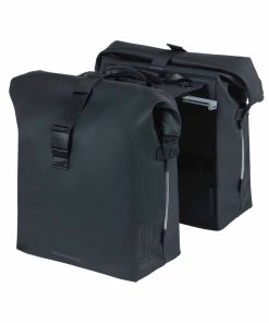 Sacoche Arriere Velo Double Basil Soho 41L Noir Fixation Porte Bagage Systeme Mik (Compatible Avec 157030 Inclus)(31X12X37Cm) Avec Eclairage Led