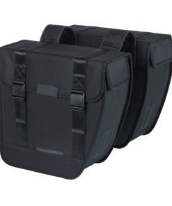 Sacoche Arriere Velo Double Basil Tour 28L Noir (34X14X34Cm) Fixation Porte Bagage