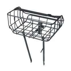 Porte Bagage Velo Avant Plateforme Portland A Tringles Basil Avec Panier 25L Alu Noir Mat Reglable 28''-26" (Poids Maxi 10Kgs) (43X36X23Cm)