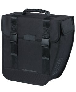 Sacoche Arriere Velo Laterale Basil Tour Droit 14L Noir Fixation Crochet Hook (34X14X34Cm)