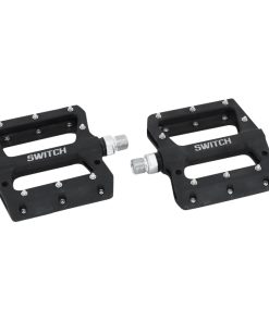 Pedale VTT Plateforme Descente - BMX Switch Jump Resine Noir Filetage 9-16 Avec Picots Argent (Paire)