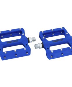 Pedale VTT Plateforme Descente - BMX Switch Jump Resine Bleu Filetage 9-16 Avec Picots Argent (Paire)