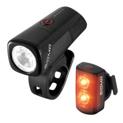 Eclairage Velo Usb Kit Sigma Buster 400 Lumen - Buster Rl80 (Autonomie Avant 9H-Arrière 8H Jusqu'A 12H Mode Flash) Noir - Homologue - Adapte L'Eclairage En Fonction de La Luminosite