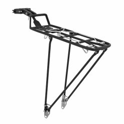 Porte Bagage Velo Arriere A Fixation Rapide Pletscher Quick Rack Alu Noir (Sur Tige de Selle Diam 24 À 35mm) - Poids Max 27Kgs Avec Tringles Compatible Tout Velo et Demontable Sans Outil