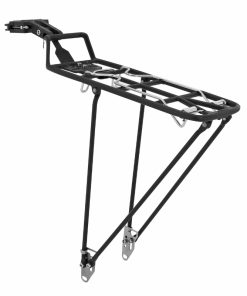 Porte Bagage Velo Arriere A Fixation Rapide Pletscher Quick Rack Alu Noir (Sur Tige de Selle Diam 24 À 35mm) - Poids Max 27Kgs Avec Tringles Compatible Tout Velo et Demontable Sans Outil