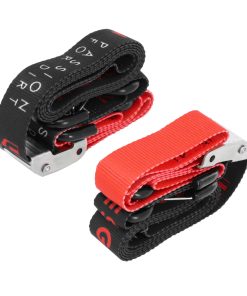 Sangle Moto Updesign A Boucle Automatique Avec Crochet-Mousqueton Noir-Rouge 38mm X 2,1M (Resistance 550Kg) (Vendu A La Paire)