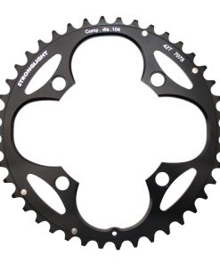Plateau VTT 4 Branches D.104 Stronglight Triple 42 Dents Exterieur Noir Alu - Epaisseur 3.5mm 8-9V.
