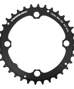 Plateau VTT 4 Branches D.104 Stronglight Triple 34 Dents Milieu Noir Alu - Epaisseur 4mm 8-9V.