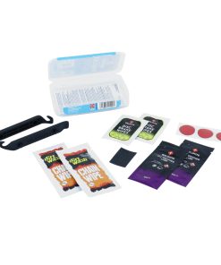 Kit Reparation Chambre a Air - Entretien Weldtite Avec Rustines et Demontes Pneu, 2 Sachets 5 ml Lubrifiants Teflon, 2 Lingettes Nettoyants Chaine et 2 Lingettes Nettoyants Disque