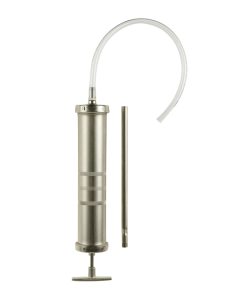 Seringue Huile-Petrole-Gazole-Fuel Pressol Acier Nickele Couvercles Zinc Nickele 500 ml Avec Canne D'Aspiration, Bec Flexible, Manchette Double (Vendu A L'Unite)