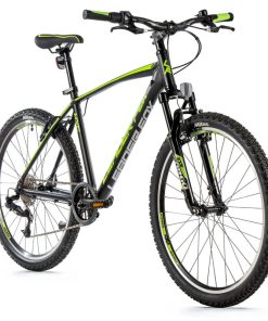 Velo Musculaire VTT 26 Leader Fox Mxc Noir Mat-Vert 8V Cadre 20 Pouces (Taille 164 À 172 Cm)