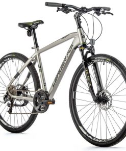 Velo Musculaire VTC 28 Leader Fox Toscana Homme Argent Mat 9V Cadre 22,5 Pouces (Taille Adulte 190 Cm À Plus)
