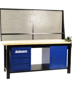 Etabli D'Atelier Professionnel 2M (Etagere Metal Avec Crochet Pour Outil, Etau ,Tiroirs et Armoire de Services) -Bicisupport-