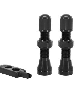Valve de Pneu Tubeless Schrader Velox Alu Noir 44mm Obus Demontable (Vendu A La Paire Sur Carte)
