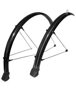 Garde Boue Route Tringles 700 Stronglight 42mm Noir (Paire) Avec Fixation Mixclip Reglable Tringles Inox et Bavettes