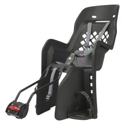 Porte Bebe-Siege Enfant Arriere Polisport A Fixer Sur Cadre Joy Noir Coussin Gris (9 A 22Kgs) Compatible 29" Homologue En 14344
