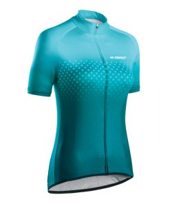 Maillot Gist Femme Manches Courtes Pois Zip Total Vert Turquoise Xl -5374