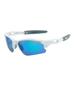 Lunettes Velo Enfant Gist Skate Monture Blanc (2 Verres Interchangeables Bleu Miroir et Orange)