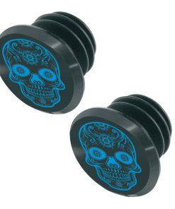 Bouchon de Cintre Guidon VTT Switch Skull Noir-Bleu (Sur Carte Par 2)