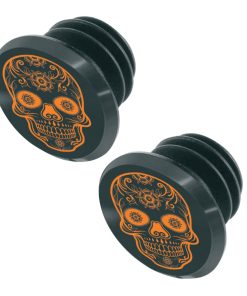 Bouchon de Cintre Guidon VTT Switch Skull Noir-Orange (Sur Carte Par 2)