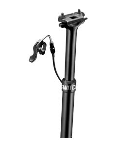 Tige de Selle VTT Telescopique Switch Sw-100 Alu Noir Diam. 31.6 L370mm (Reglage Par Cable Interne Debattement 100mm) Fixation Cintre Guidon