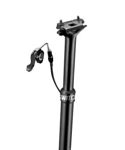 Tige de Selle VTT Telescopique Switch Sw-125 Alu Noir Diam. 30.9 L420mm (Reglage Par Cable Interne Debattement 125mm) Fixation Cintre Guidon