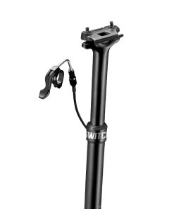 Tige de Selle VTT Telescopique Switch Sw-125 Alu Noir Diam. 34.9 L406mm (Reglage Par Cable Interne Debattement 125mm) Fixation Cintre Guidon