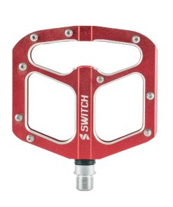 Pedale VTT Plateforme Descente - BMX Switch Gap Alu Rouge Filetage 9-16 Avec Picots Argent (Paire)