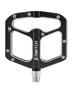 Pedale VTT Plateforme Descente - BMX Switch Gap Alu Noir Filetage 9-16 Avec Picots Argent (Paire)