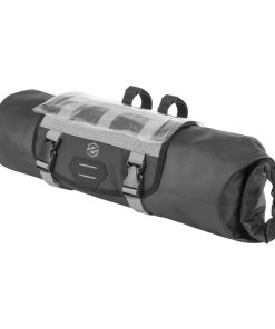 Sacoche de Cintre Guidon-Guidon Velo Waterproof Skuad Noir Fixation Velcros Avec Porte Carte (59X23Cm - 10 Litres)