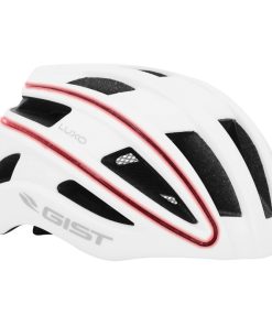 Casque Velo Adulte Gist Urbain Luxo Blanc In-Mold Avec Eclairage Usb 360° Taille 52-58 Reglage Molette