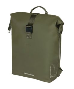 Sacoche Arriere Sac A Dos Velo Laterale Basil Soho 17L Vert Foret Fixation Porte Bagage Crochet Hook (31X14X37Cm) Avec Eclairage Led