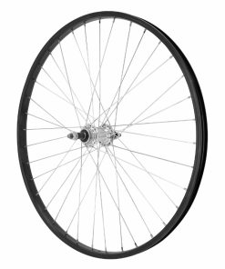 Roue VTT Patin 26" M110 Arriere Noir Moyeu Argent Alu Axe Plein Roue Libre 7-6V (Vendu Avec Ecrou 10X100) Jante 21C