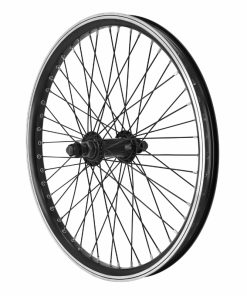 Roue Bmx 20" Avant Noir Moyeu Alu Noir 48T. Axe Plein 14Mm Avec Ecrous