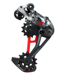 Derailleur VTT Arriere SRAM 12V. X01 Eagle Noir Chape Longue Rouge Pour Cassette Jusqu'A 52 Dents