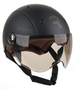 Casque Velo Adulte Revoe Premium Urbain-City Noir Mat Taille 55-56 Visiere Reglable, Protection Oreille Amovible (Vendu En Boite) Compatible Ebike et Trottinette - Homologation En1078+A1
