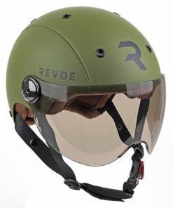 Casque Velo Adulte Revoe Premium Urbain-City Kaki Mat Taille 59-60 Visiere Reglable, Protection Oreille Amovible (Vendu En Boite) Compatible Ebike et Trottinette - Homologation En1078+A1