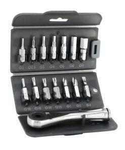 Outil Cle Allen Toolkit Cle Cliquet Acier Inox Avec Embouts Chc 2-2.5-3-4-5-6-8 Torx T10-T15-T20-T25 et 3 Tournevis (Jeu de 14 Pieces)