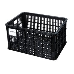 Panier - Caisse Plastique Recycle Basil Noir 40L Avant-Arriere (49X36X27Cm) (Possibilite de Fixer Avec Ref 150413)